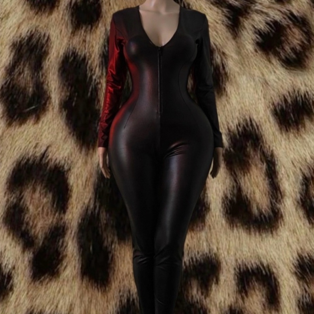 ALLURE Black Leather One Piece